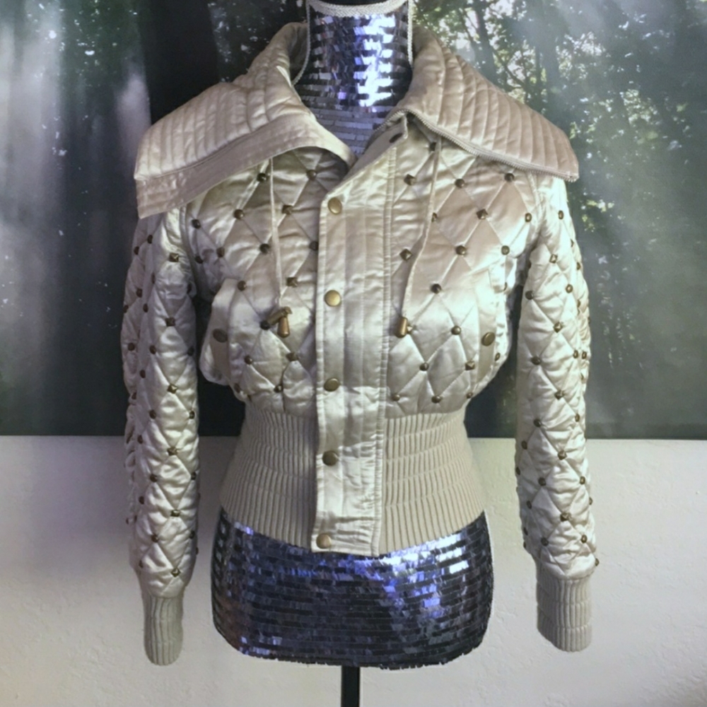 💯Catherine Malandrino Studded Bomber Jacket - Picture 9 of 16